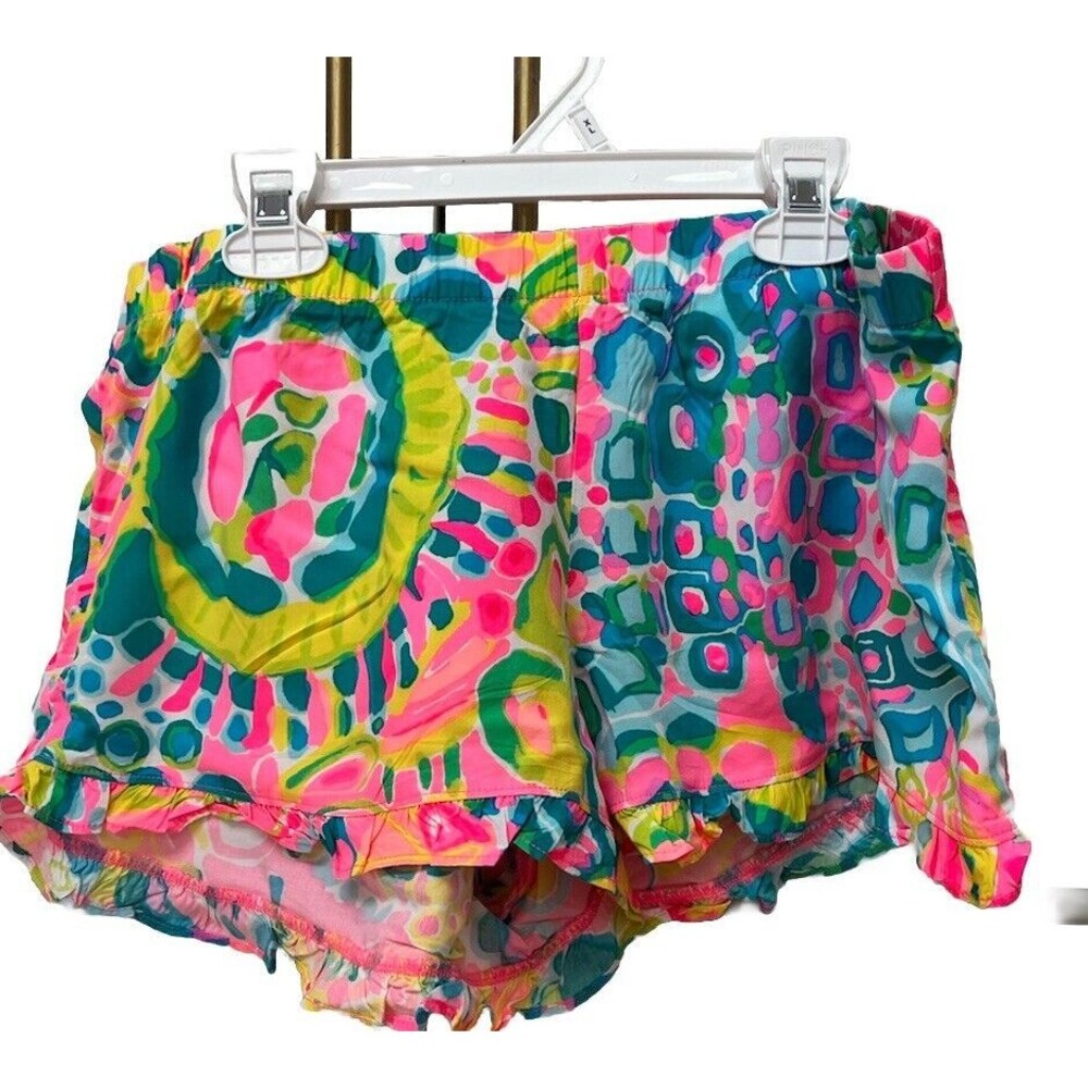 Lilly Pulitzer Kya Ruffle Shorts Multicolor Women's Sz Medium Casual Back Pocket